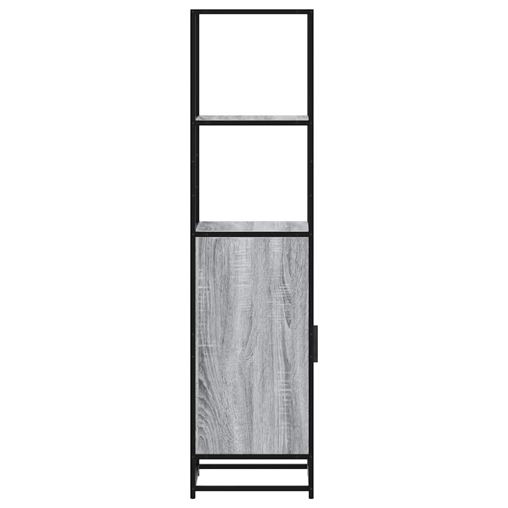 Highboard szürke sonoma 35,5x35x139 cm gépelt fa és fém