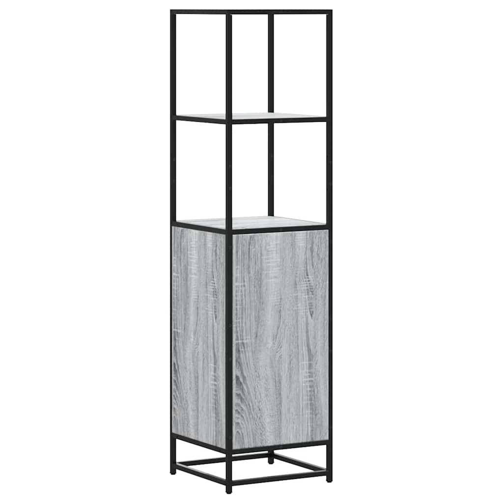 Highboard szürke sonoma 35,5x35x139 cm gépelt fa és fém