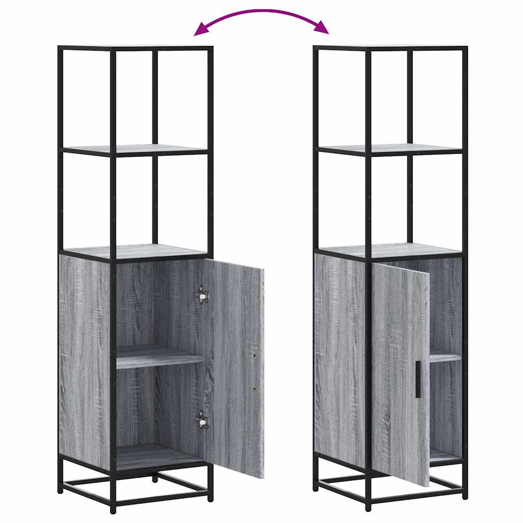 Highboard szürke sonoma 35,5x35x139 cm gépelt fa és fém
