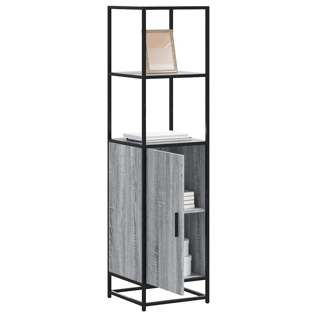 Highboard szürke sonoma 35,5x35x139 cm gépelt fa és fém