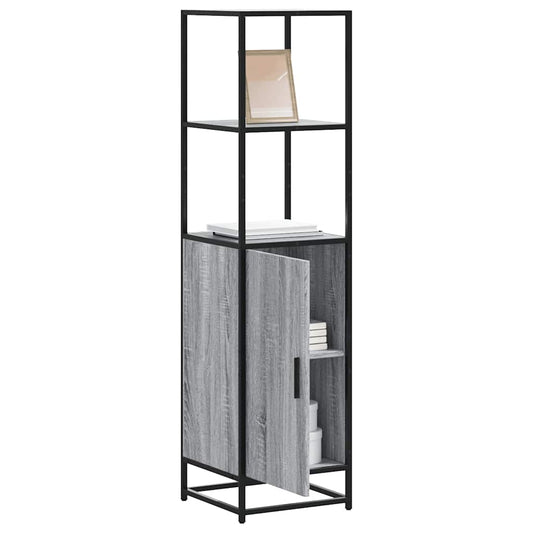 Highboard szürke sonoma 35,5x35x139 cm gépelt fa és fém