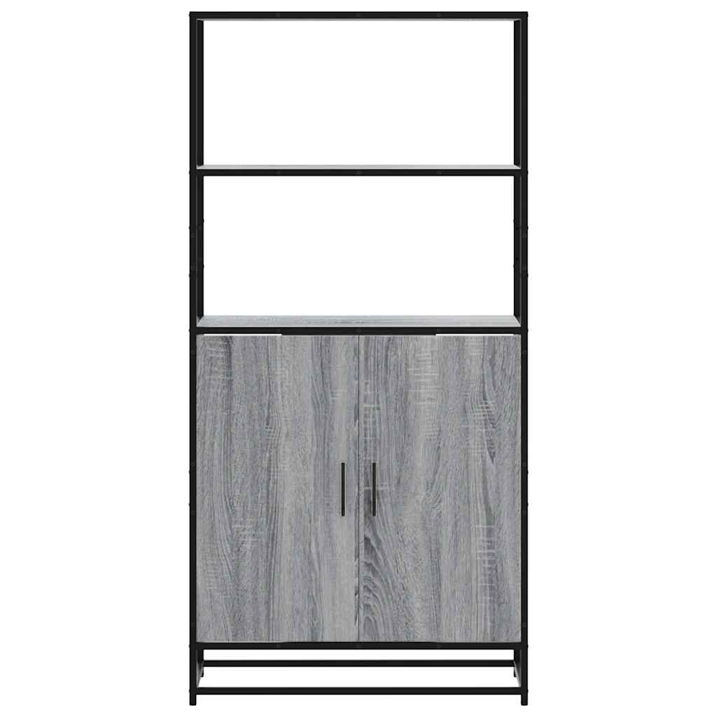 Highboard szürke sonoma 68x35x139 cm gépelt fa és fém