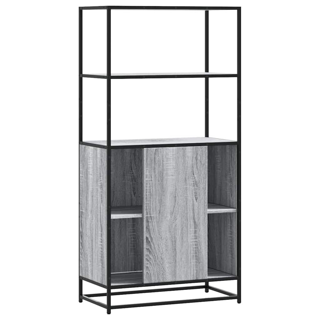 Highboard szürke sonoma 68x35x139 cm gépelt fa és fém