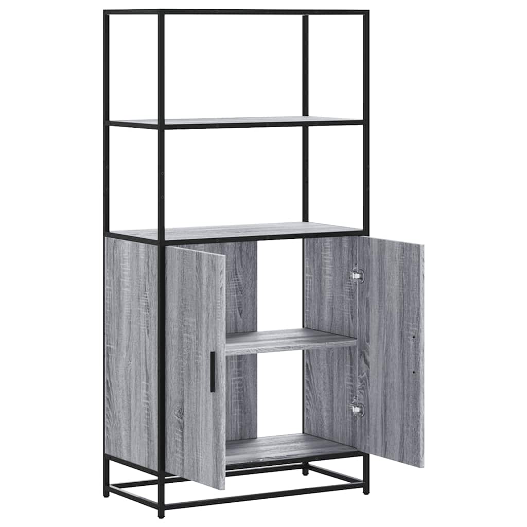 Highboard szürke sonoma 68x35x139 cm gépelt fa és fém