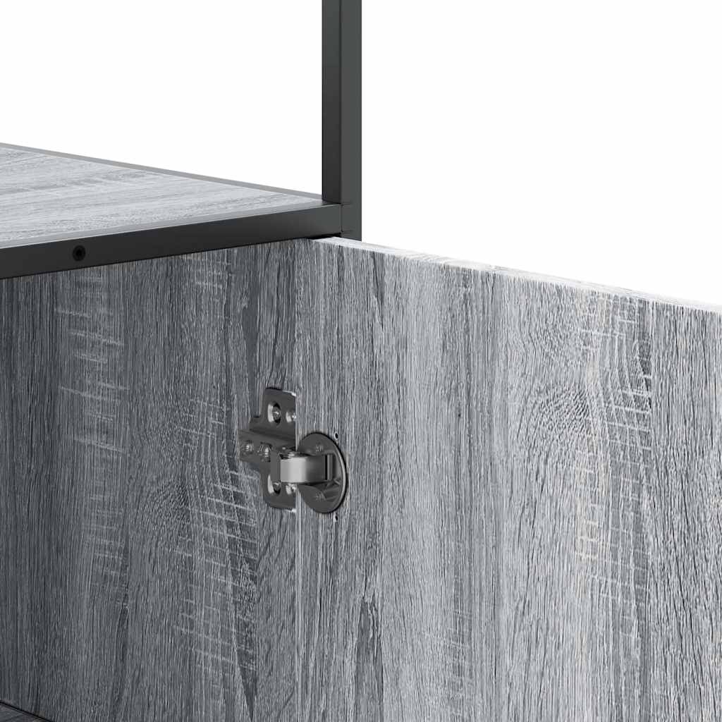Highboard szürke sonoma 68x35x139 cm gépelt fa és fém