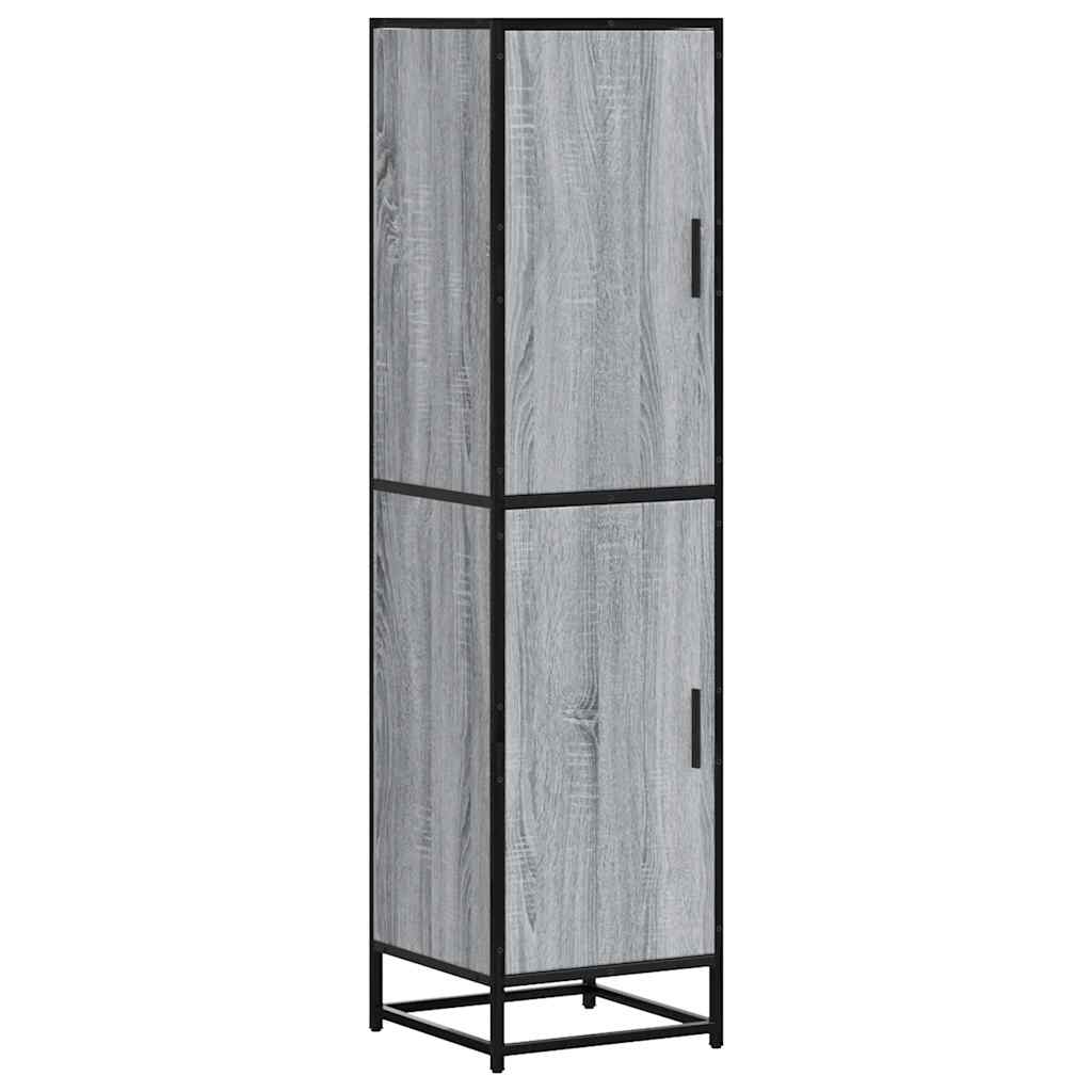 Highboard szürke sonoma 35,5x35x139 cm gépelt fa és fém