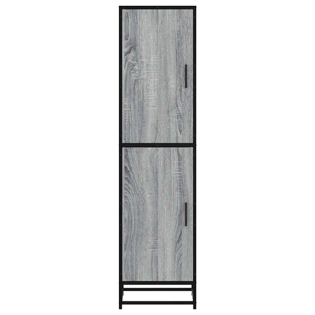 Highboard szürke sonoma 35,5x35x139 cm gépelt fa és fém