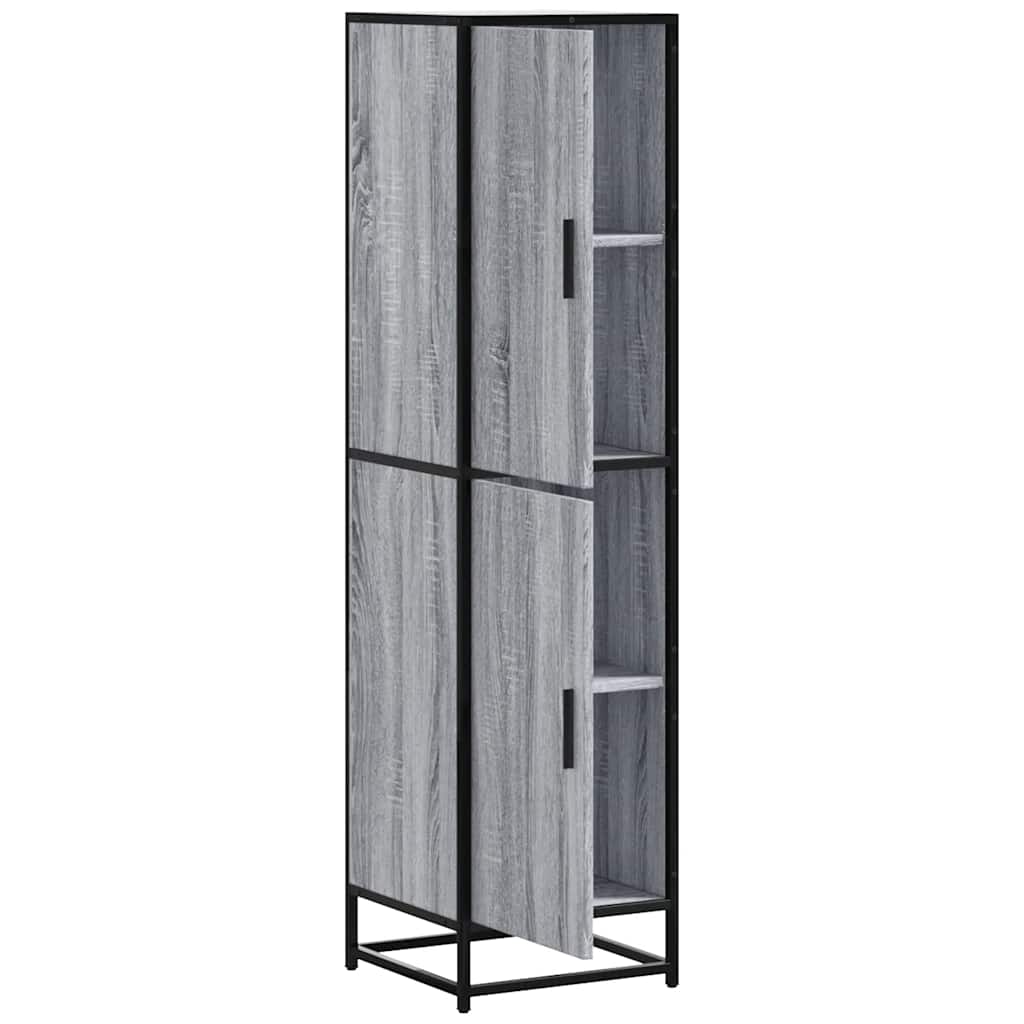 Highboard szürke sonoma 35,5x35x139 cm gépelt fa és fém