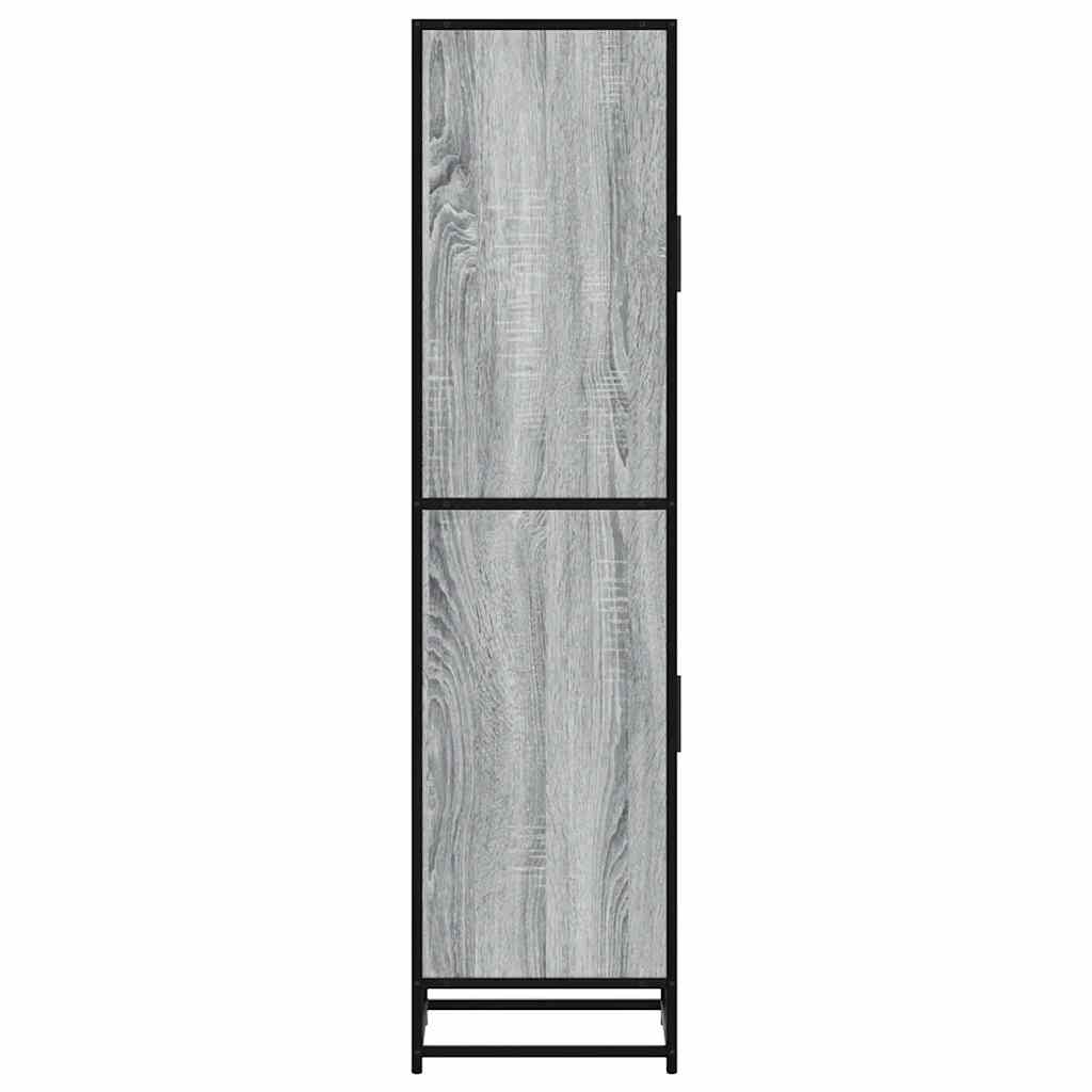 Highboard szürke sonoma 35,5x35x139 cm gépelt fa és fém