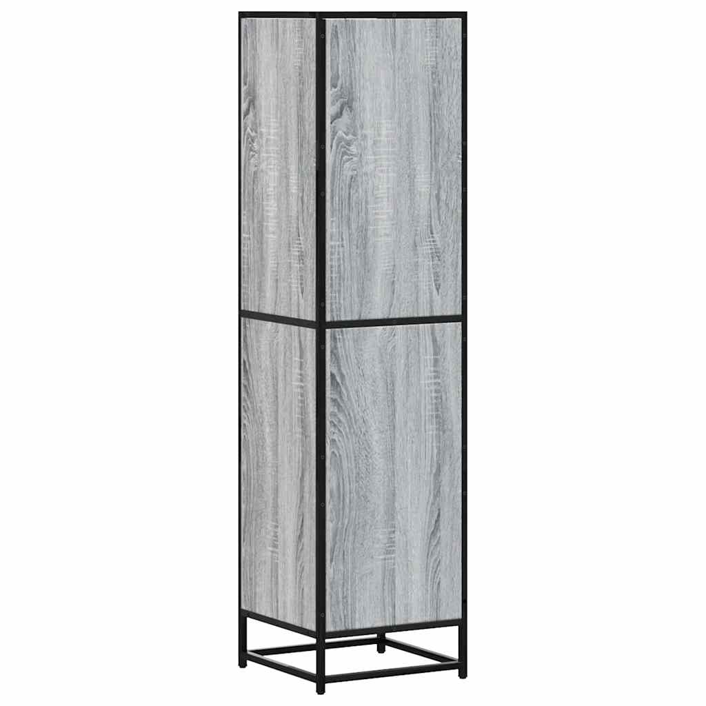 Highboard szürke sonoma 35,5x35x139 cm gépelt fa és fém