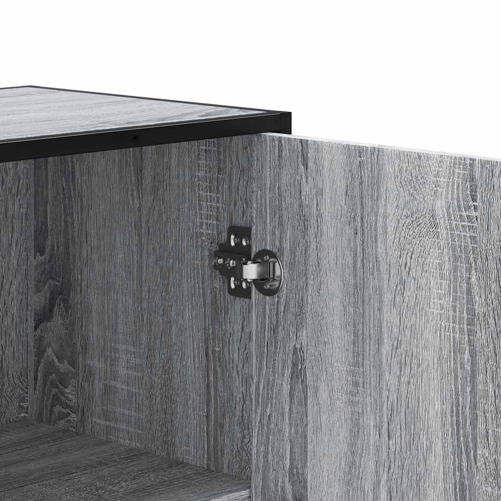 Highboard szürke sonoma 35,5x35x139 cm gépelt fa és fém
