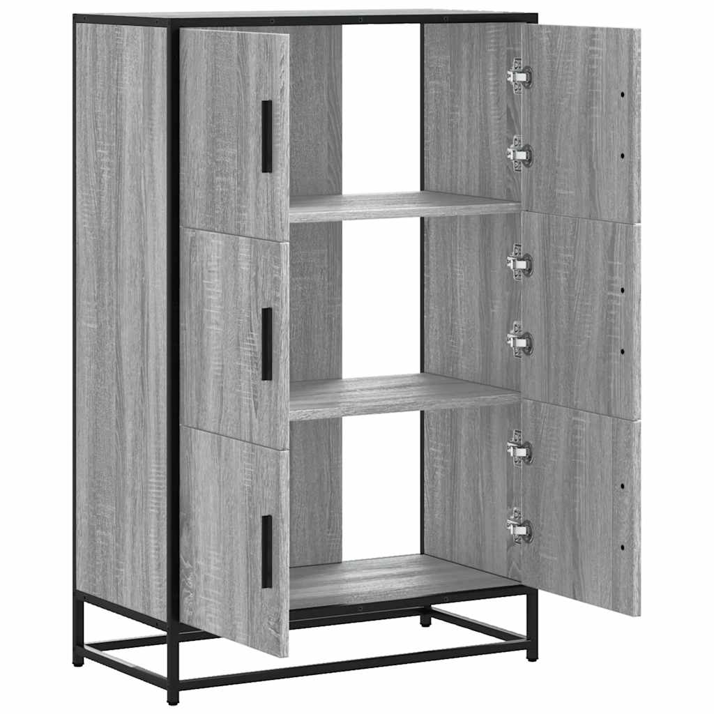 Highboard szürke sonoma 68x35x106,5 cm gépelt fa és fém