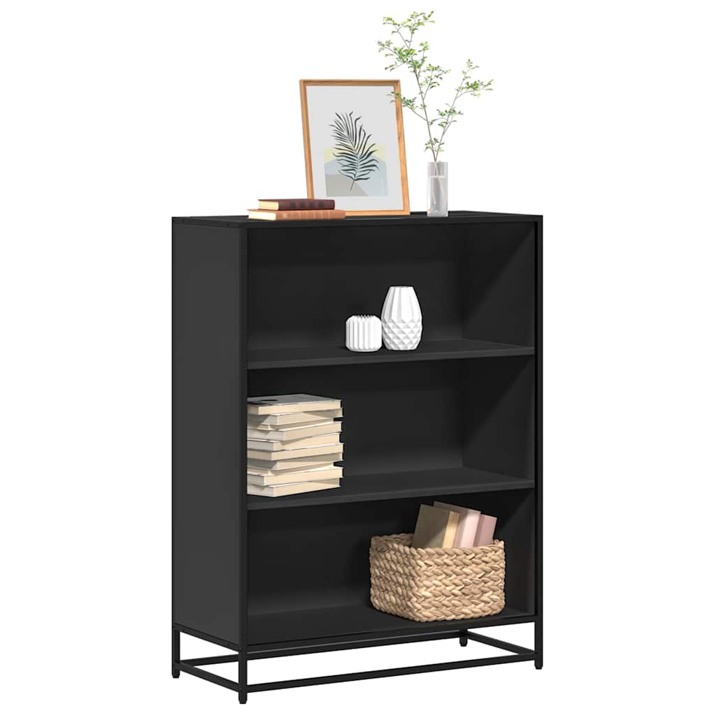fekete szerelt fa könyvszekrény 80,5x35x107,5 cm