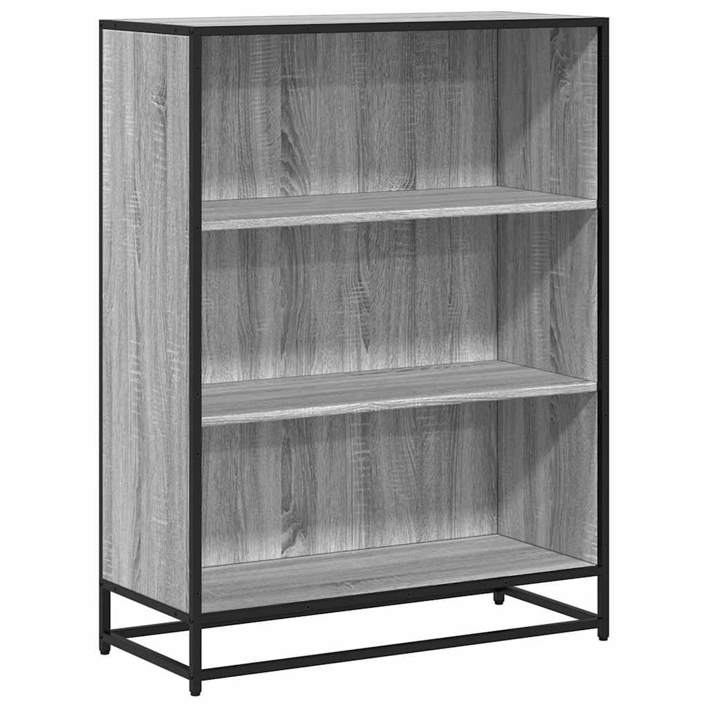 szürke sonoma színű szerelt fa könyvszekrény 80,5x35x107,5 cm