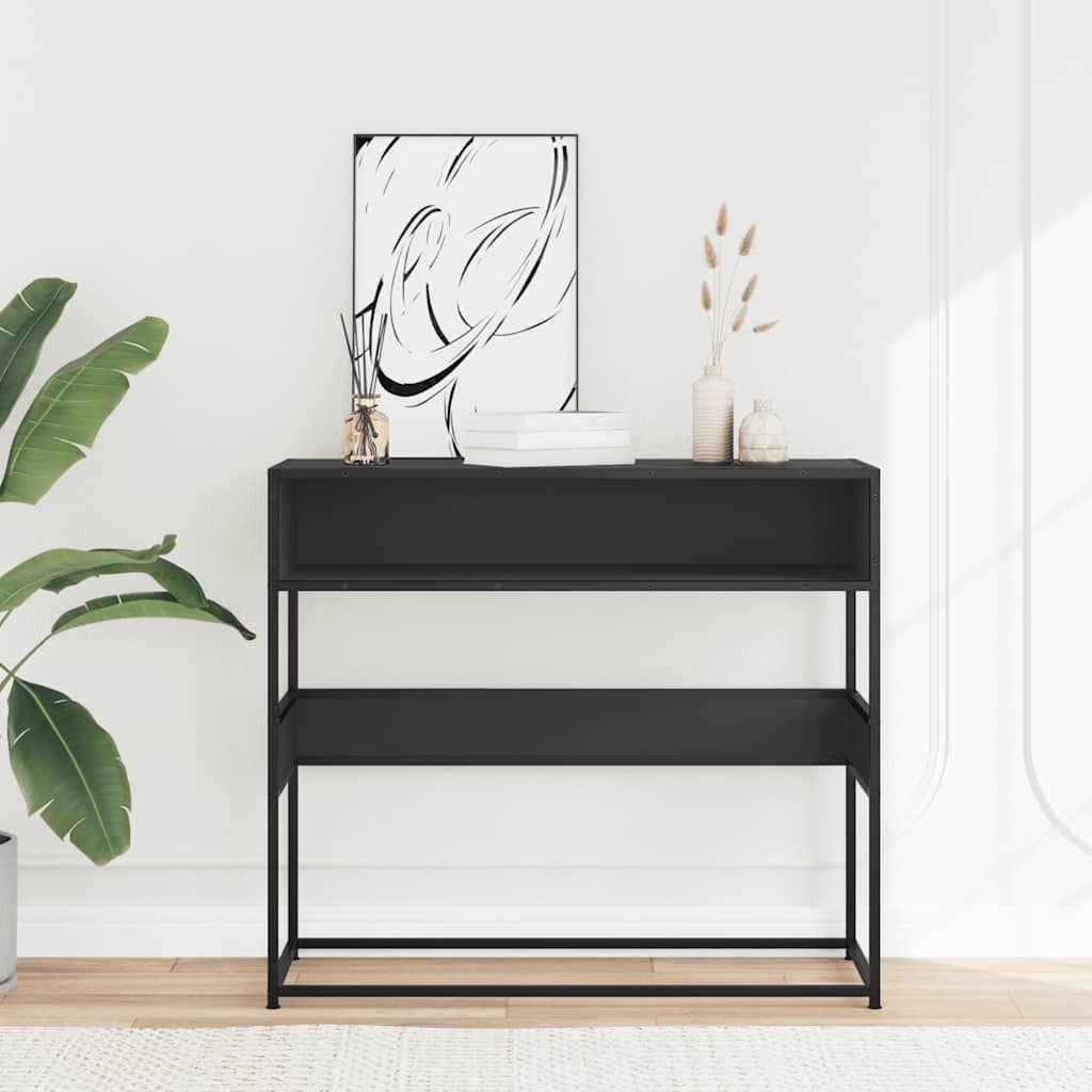 fekete szerelt fa tálalóasztal 90x35x80 cm