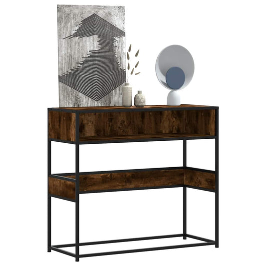 füstös tölgy színű szerelt fa tálalóasztal 90x35x80 cm