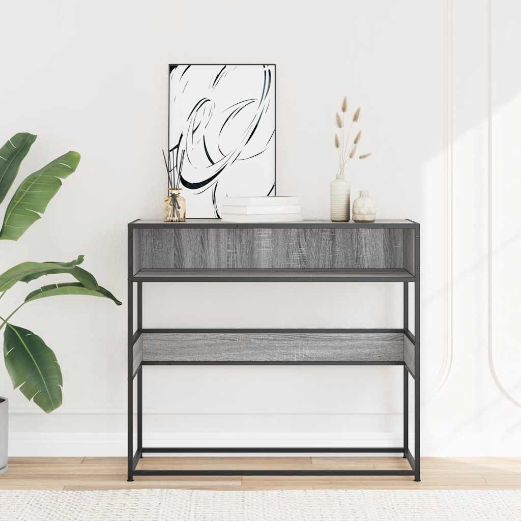 szürke sonoma színű szerelt fa tálalóasztal 90x35x80 cm