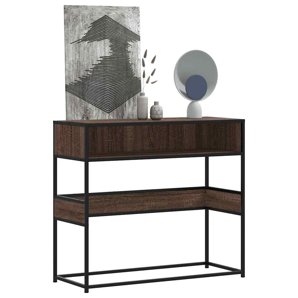 barna tölgyszínű szerelt fa tálalóasztal 90x35x80 cm