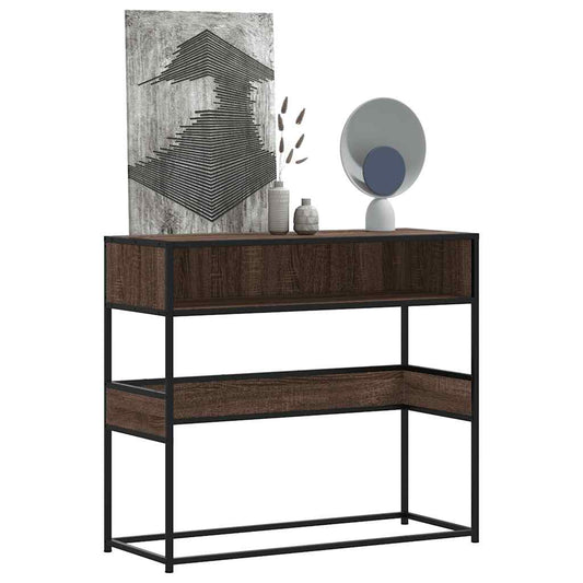 barna tölgyszínű szerelt fa tálalóasztal 90x35x80 cm