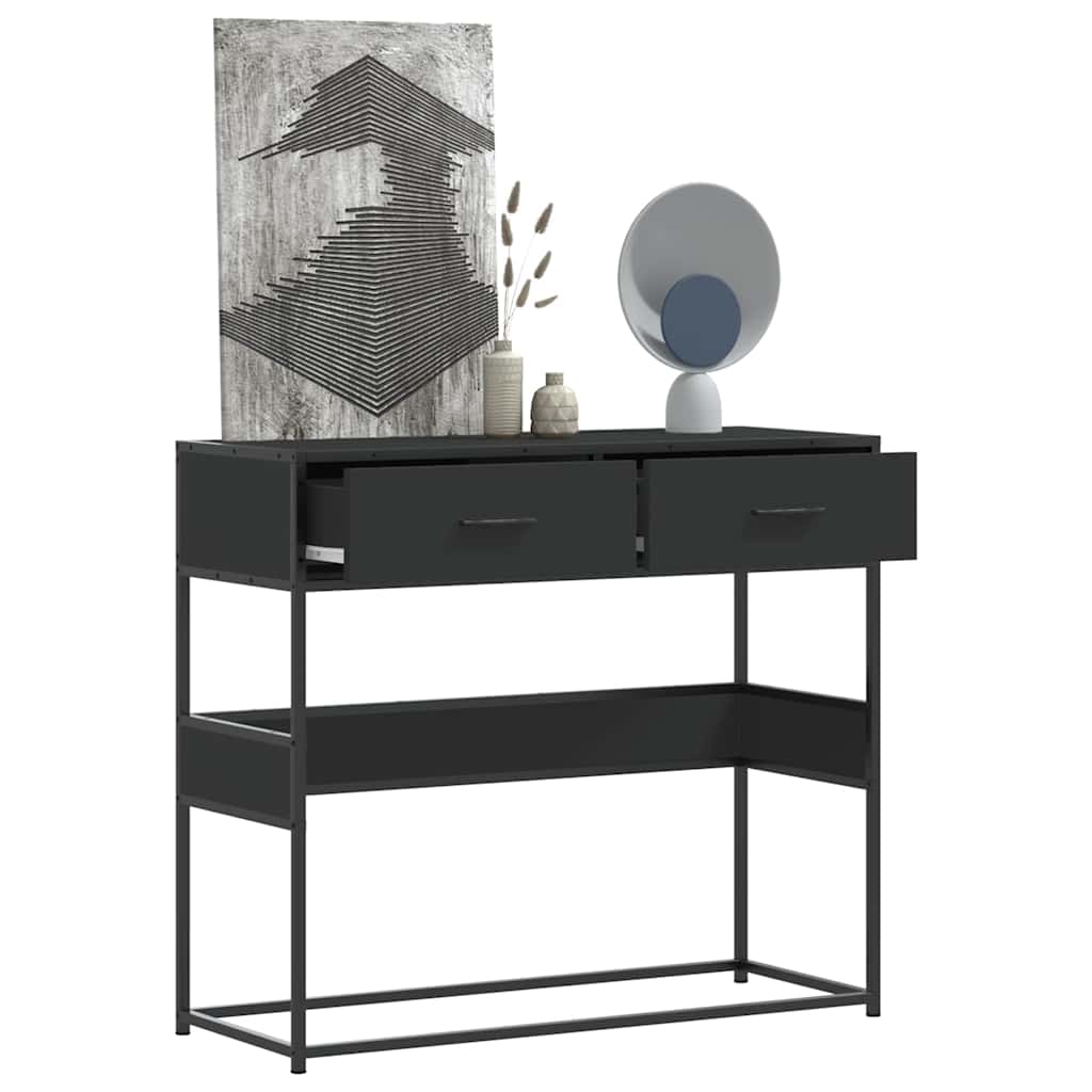 fekete szerelt fa tálalóasztal 90x35x80 cm