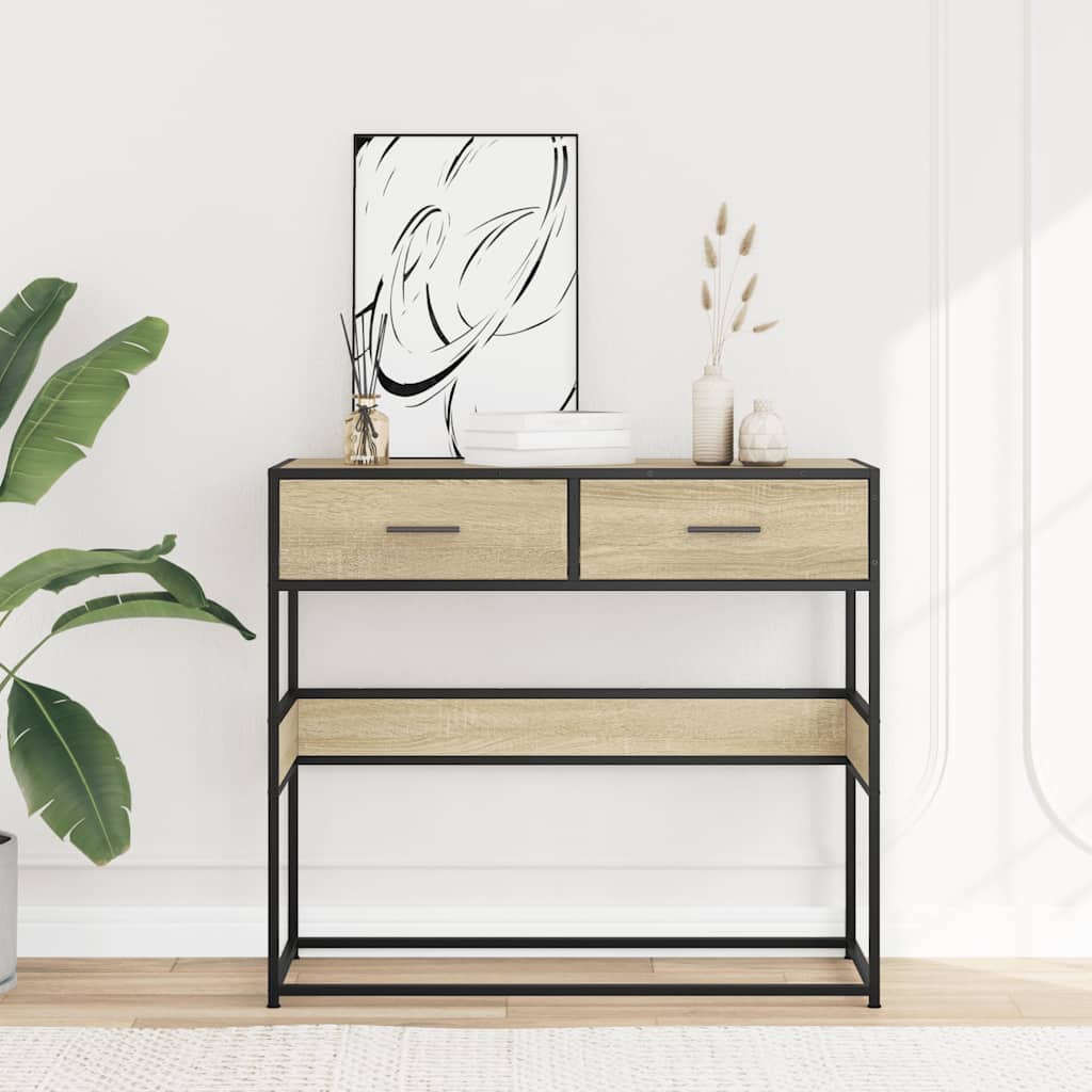 sonoma tölgy színű szerelt fa tálalóasztal 90x35x80 cm
