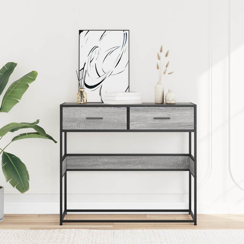 szürke sonoma színű szerelt fa tálalóasztal 90x35x80 cm