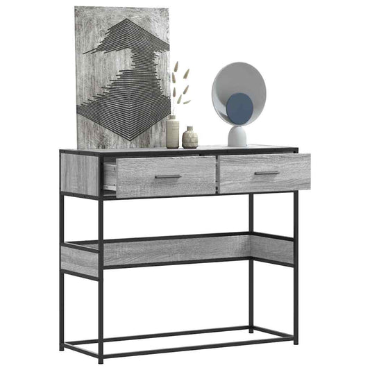 szürke sonoma színű szerelt fa tálalóasztal 90x35x80 cm