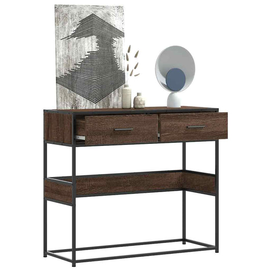 barna tölgyszínű szerelt fa tálalóasztal 90x35x80 cm