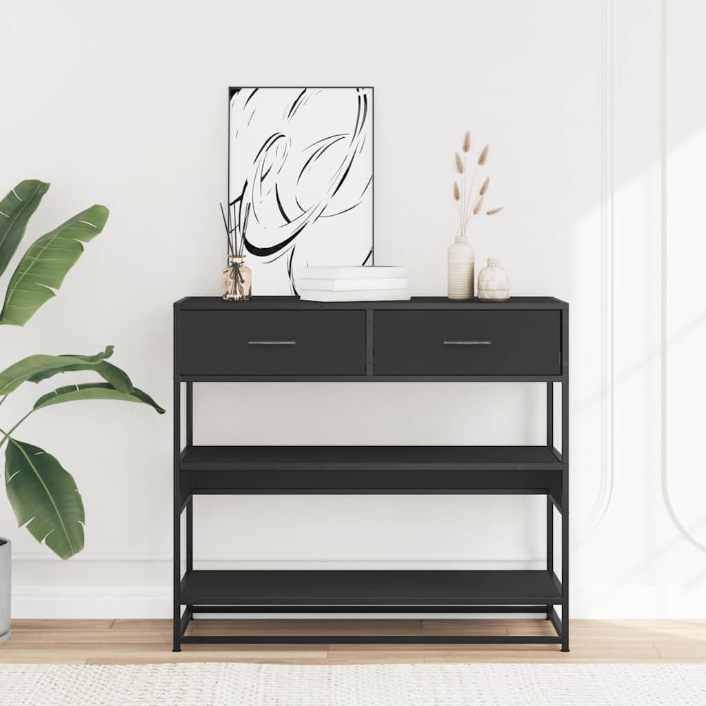 fekete szerelt fa tálalóasztal 90x35x80 cm