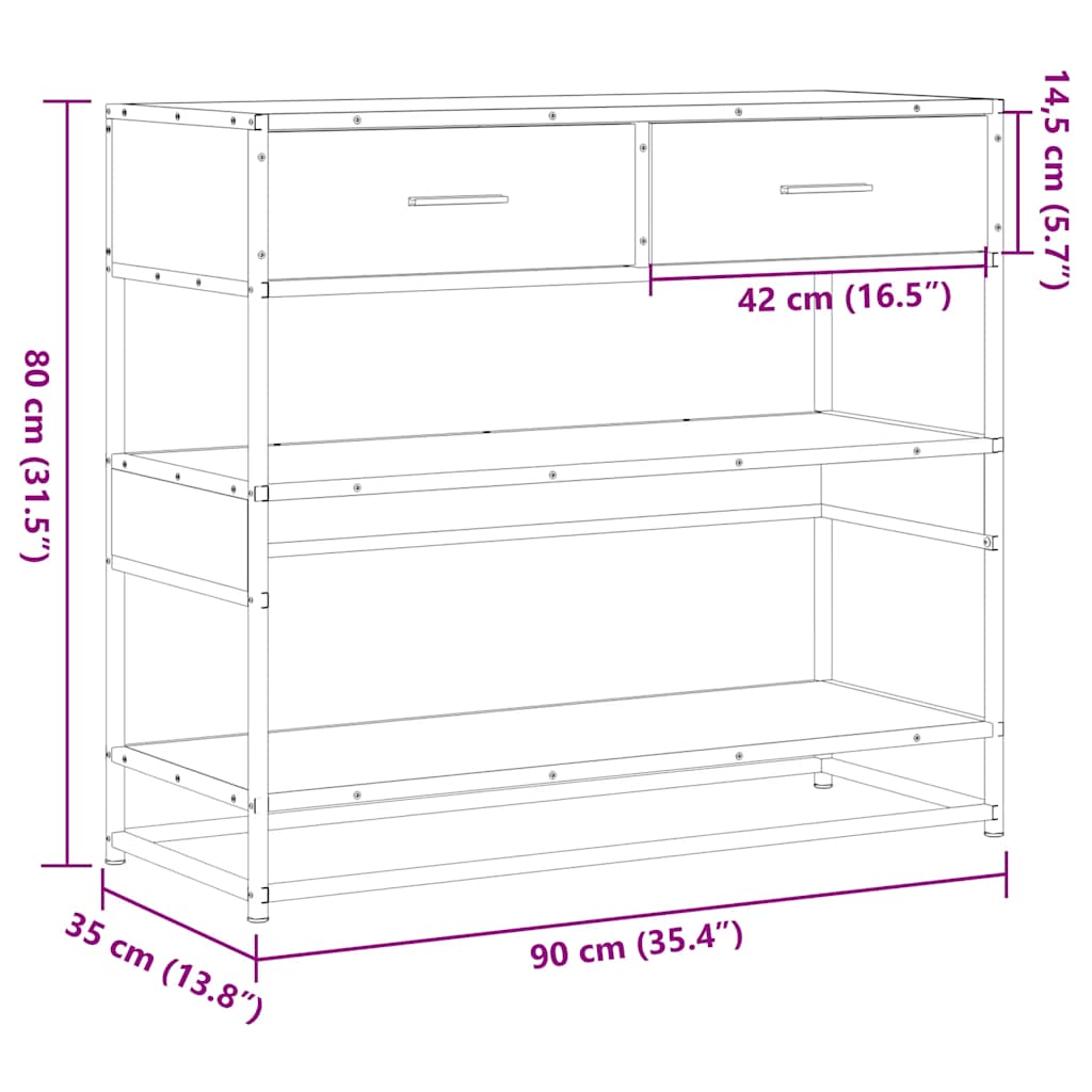 fekete szerelt fa tálalóasztal 90x35x80 cm