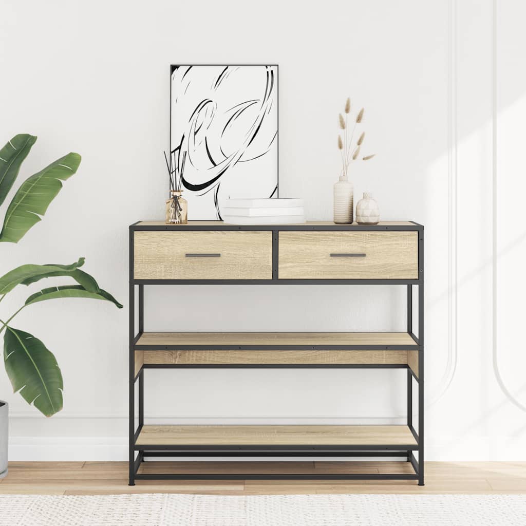sonoma tölgy színű szerelt fa tálalóasztal 90x35x80 cm