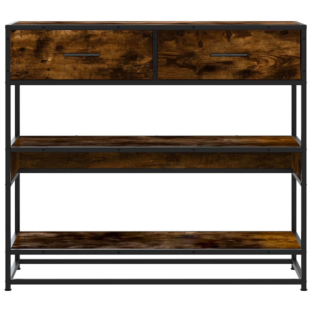 füstös tölgy színű szerelt fa tálalóasztal 90x35x80 cm