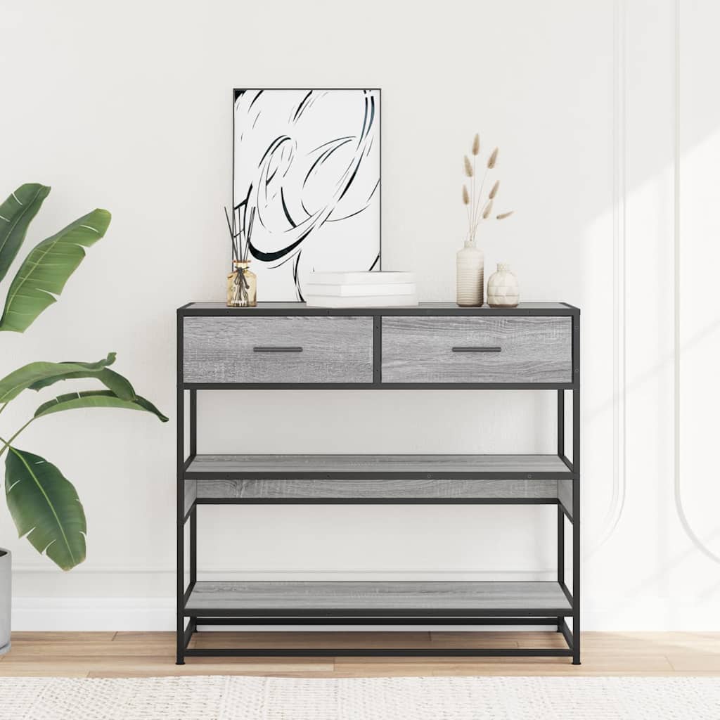 szürke sonoma színű szerelt fa tálalóasztal 90x35x80 cm