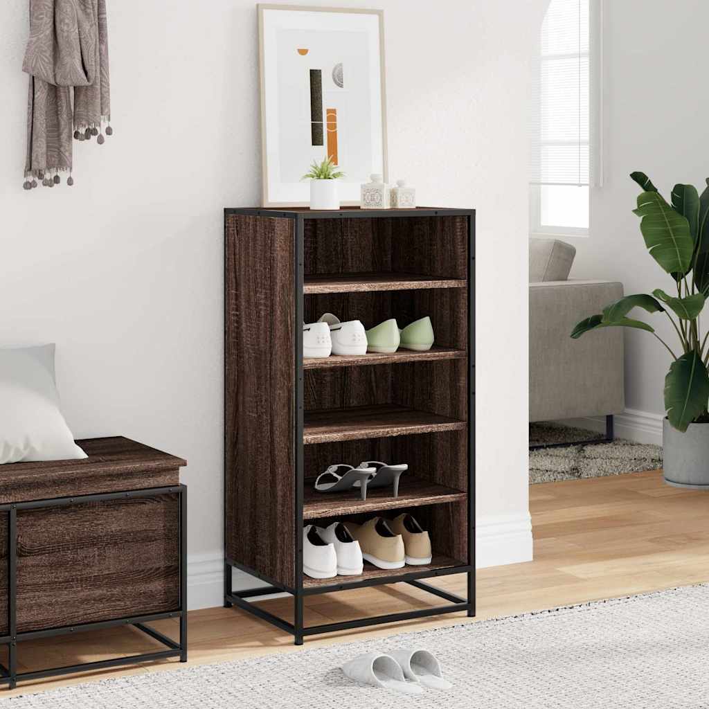 barna tölgy színű szerelt fa cipőtartó 48x38x97,5 cm