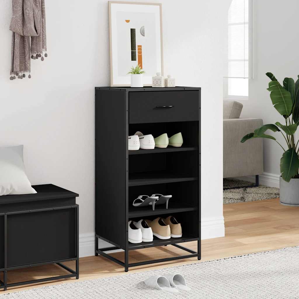fekete szerelt fa cipőtároló szekrény 48x38x97,5 cm