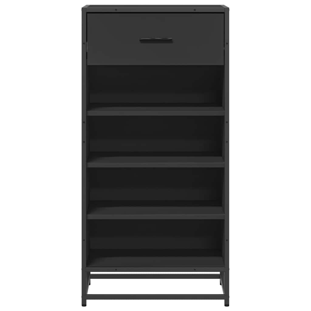 fekete szerelt fa cipőtároló szekrény 48x38x97,5 cm