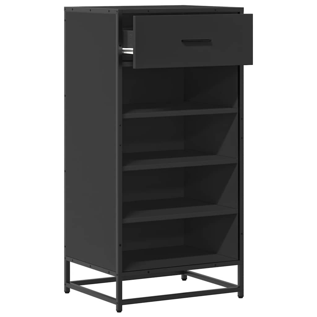 fekete szerelt fa cipőtároló szekrény 48x38x97,5 cm