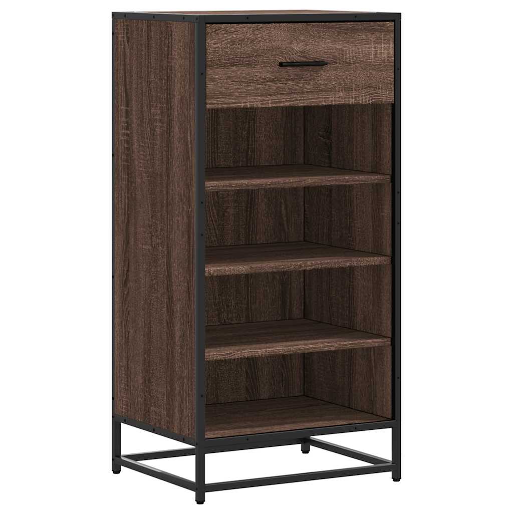 barna tölgy színű szerelt fa cipőtartó 48x38x97,5 cm
