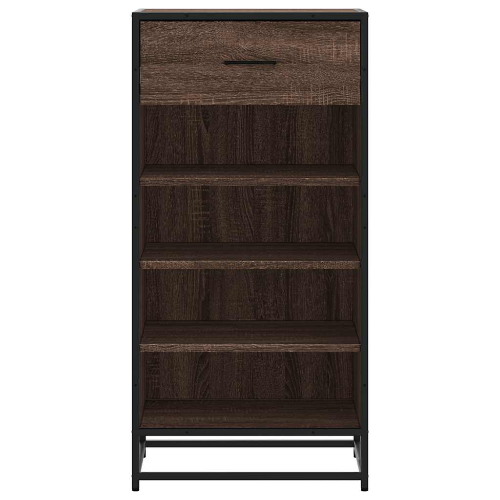 barna tölgy színű szerelt fa cipőtartó 48x38x97,5 cm