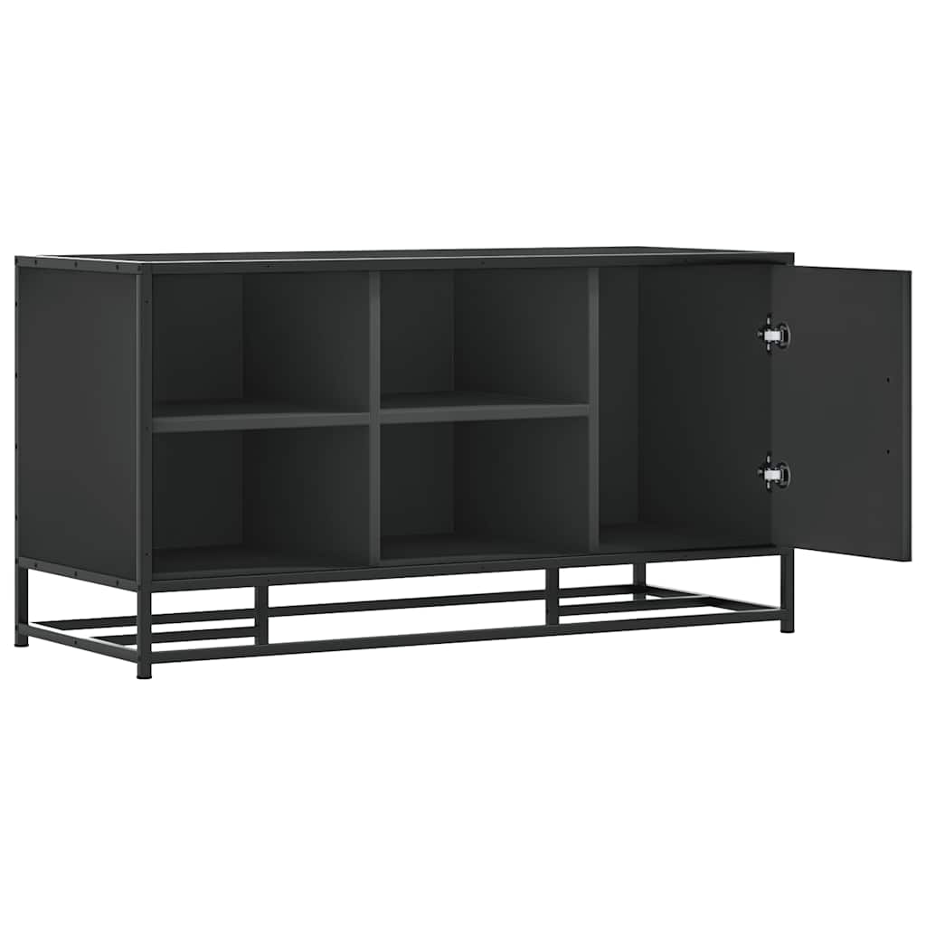 Cipőpad Fekete 100x40x53,5 cm Fából és fémből készült pad
