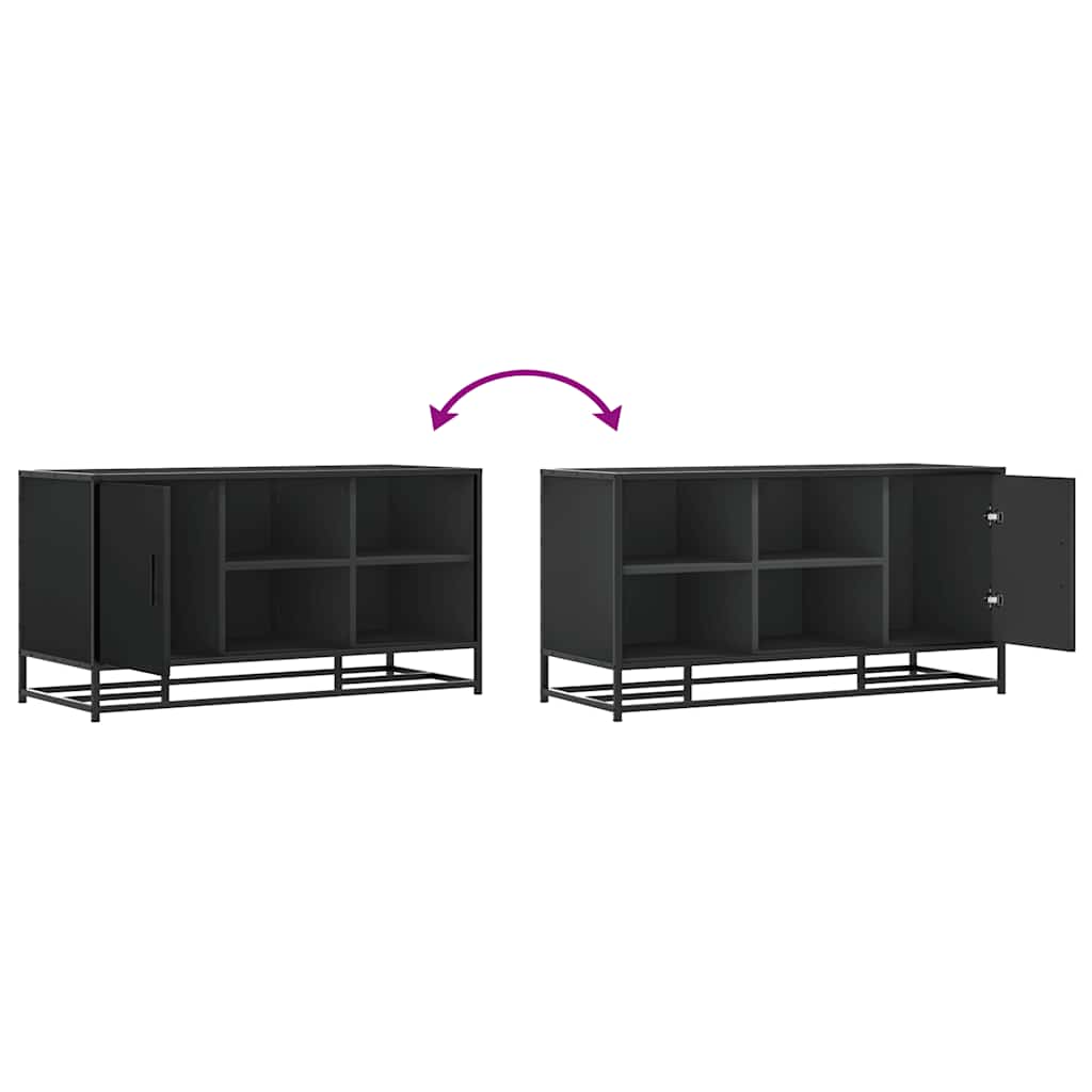 Cipőpad Fekete 100x40x53,5 cm Fából és fémből készült pad