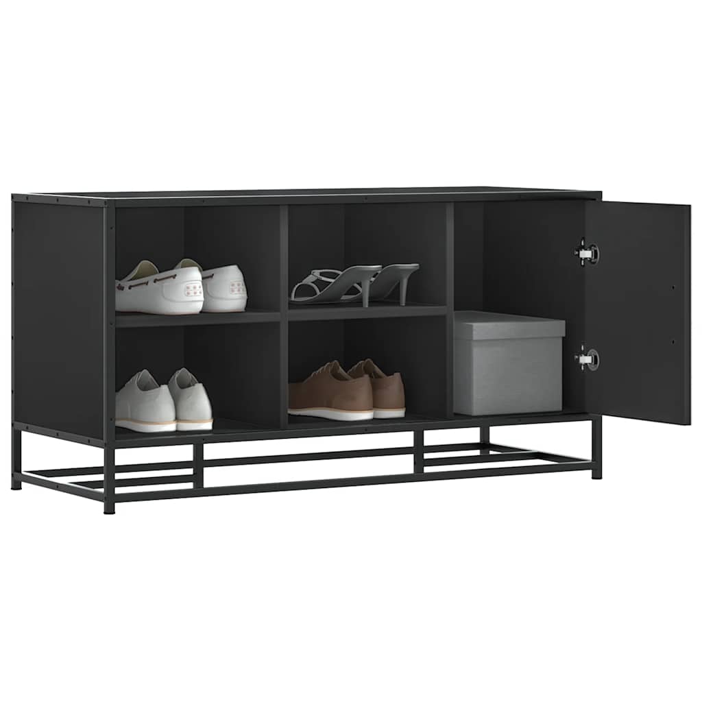 Cipőpad Fekete 100x40x53,5 cm Fából és fémből készült pad