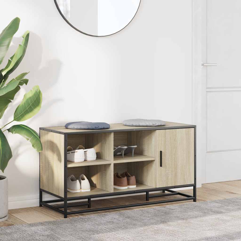 cipőpad Sonoma tölgy 100x40x53,5 cm Gépi fa és fém