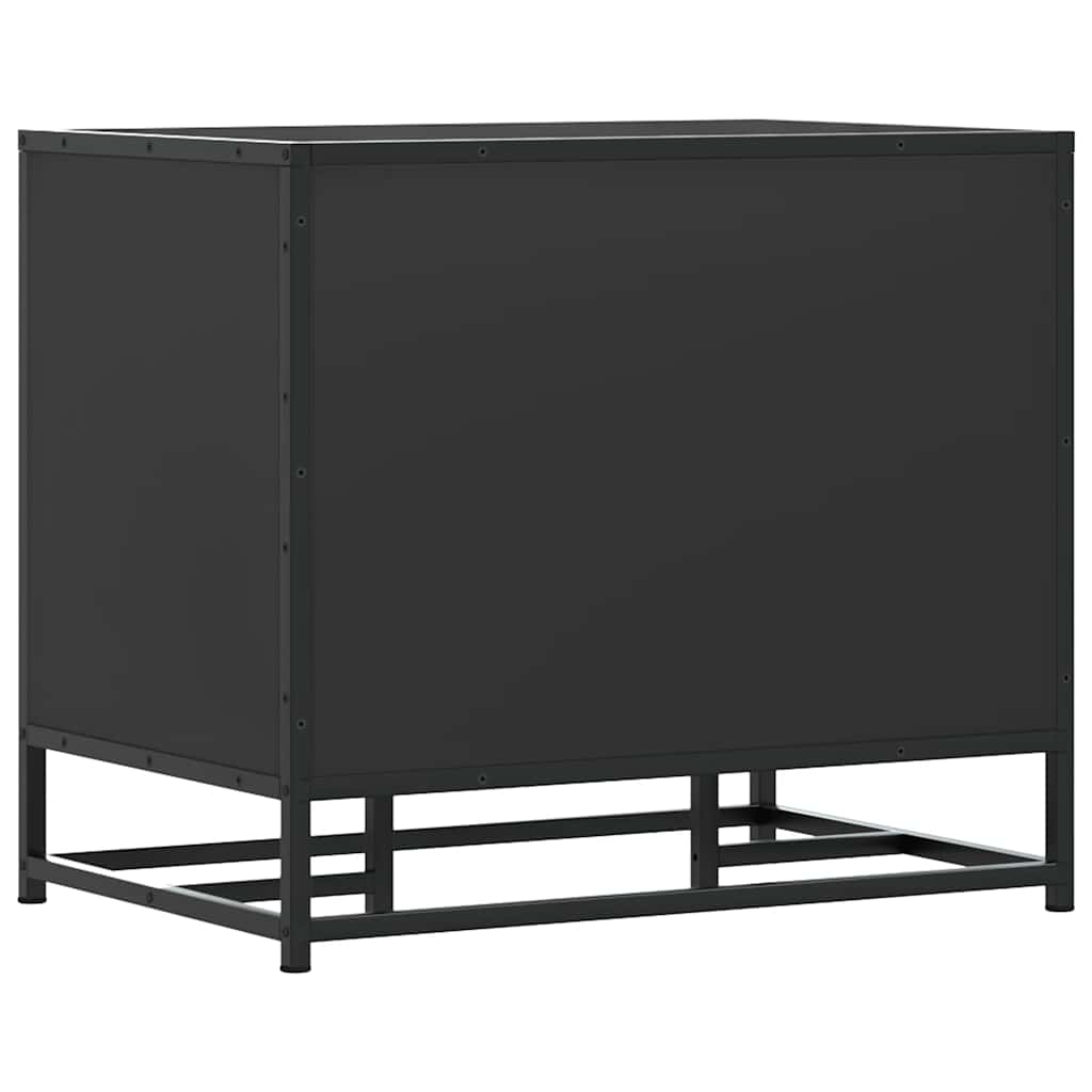 Cipőpad Fekete 60x40x53,5 cm Fából és fémből készült pad