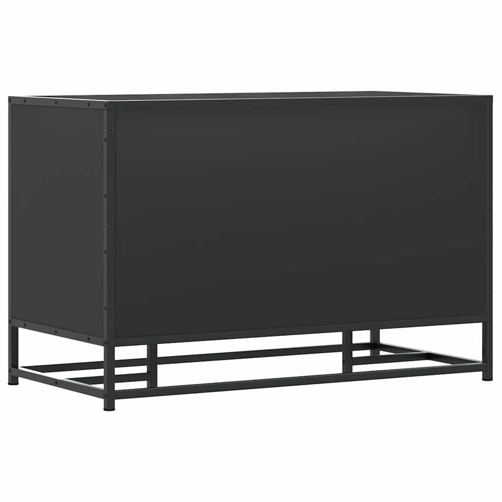 Cipőpad Fekete 80x40x53,5 cm Fából és fémből készült pad