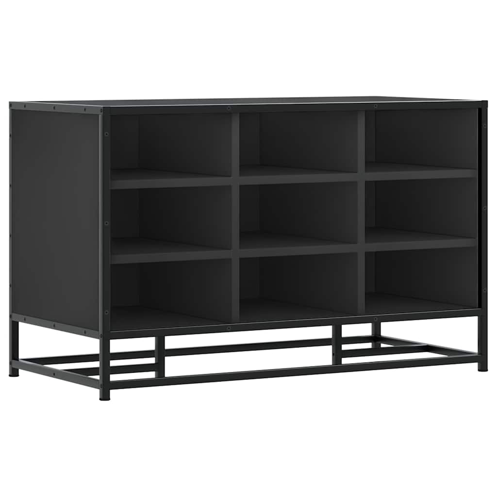 Cipőpad Fekete 84x40x53,5 cm Fából és fémből készült pad
