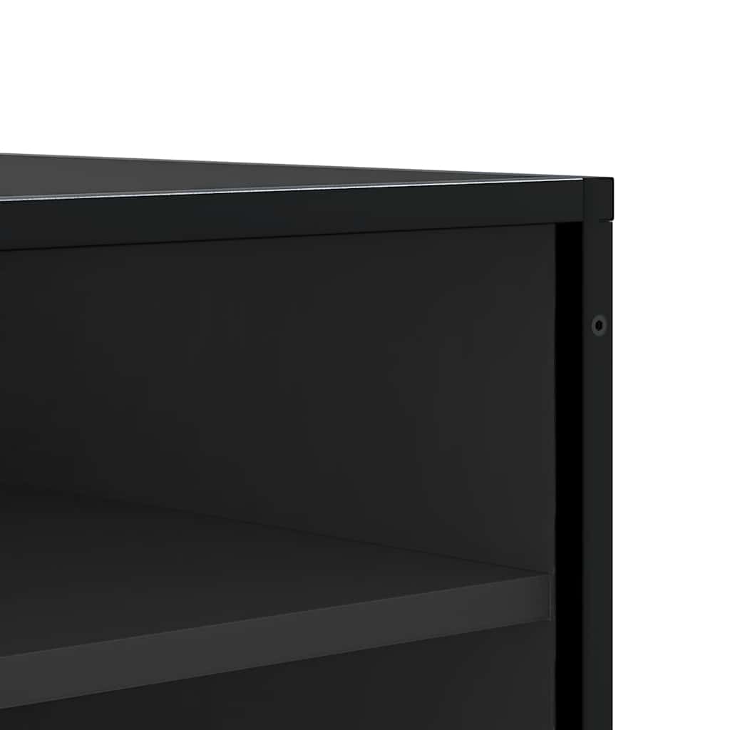 Cipőpad Fekete 84x40x53,5 cm Fából és fémből készült pad