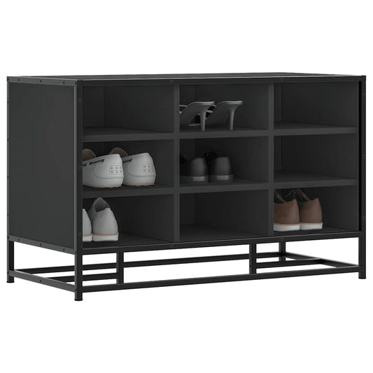 Cipőpad Fekete 84x40x53,5 cm Fából és fémből készült pad