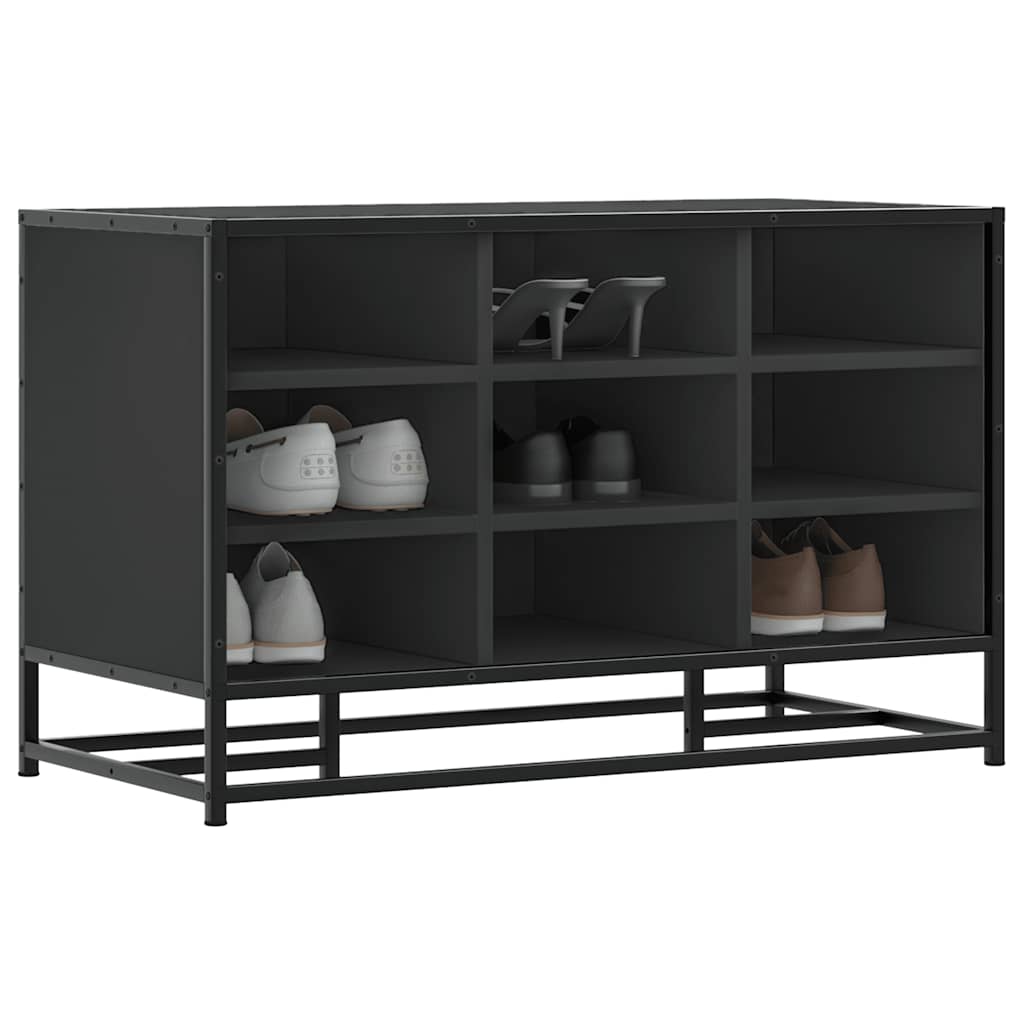 Cipőpad Fekete 84x40x53,5 cm Fából és fémből készült pad