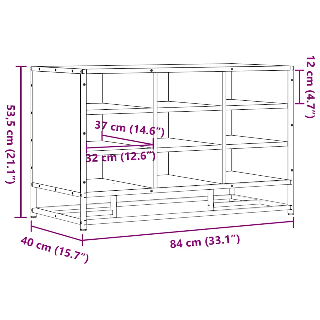 cipőpad Sonoma tölgy 84x40x53,5 cm Gépelt fa és fém